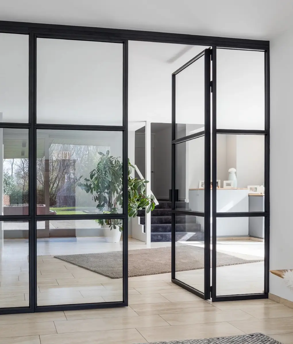 Black Framed Glass Double Doors